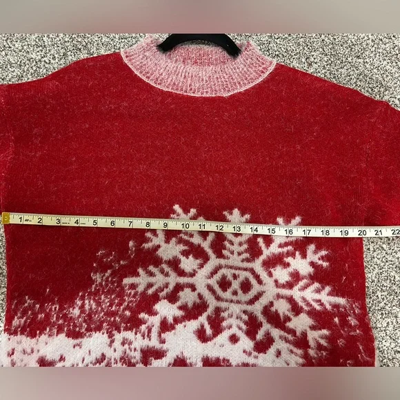 BiBi Red and White Snowflake Sweater - Picture 3 of 6